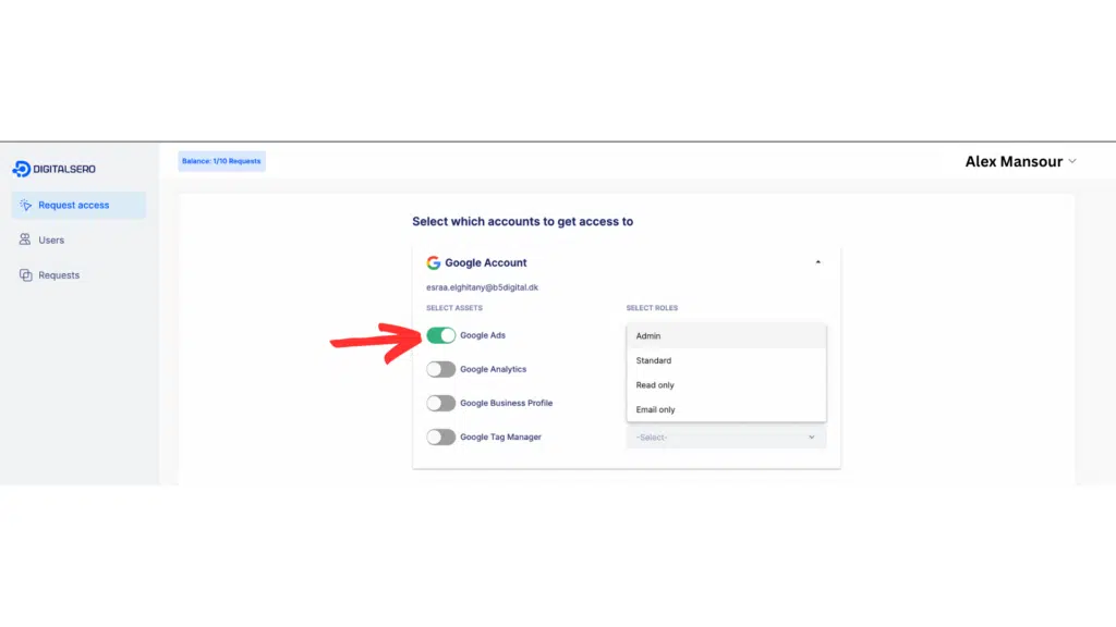 screenshot from Digitalsero shows choosing Google Ads option